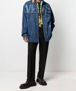 Versace Greca logo-lettering denim jacket