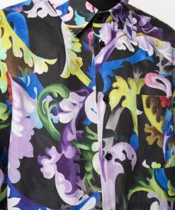 Versace graphic-print linen shirt
