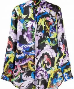 Versace graphic-print linen shirt
