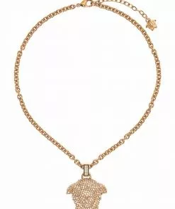 Versace crystal-embellished Medusa pendant neccklace