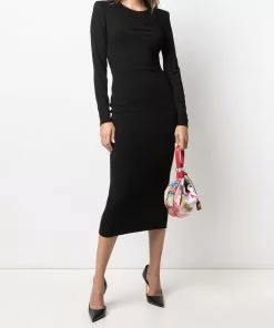 Versace padded shoulder midi dress