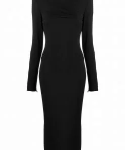 Versace padded shoulder midi dress