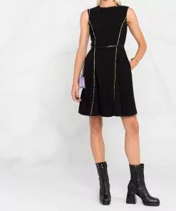 Versace Barroco print-trim shift dress