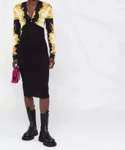 Versace Barocco-print mid-length dress