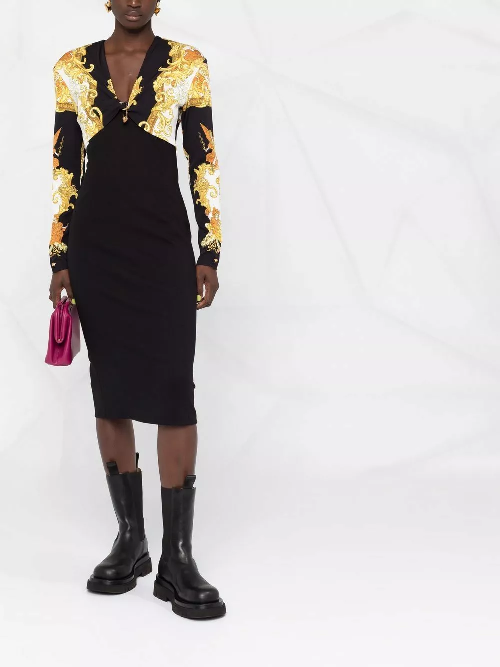 Versace Barocco print mid length dress 4 Versace Barocco-print mid-length dress