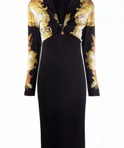 Versace Barocco-print mid-length dress