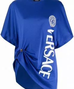 Versace Medusa logo-print gathered T-shirt