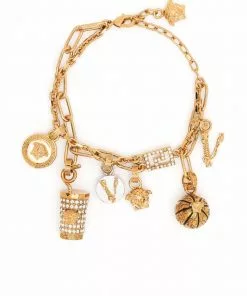 Versace charm-detailed cable-link bracelet