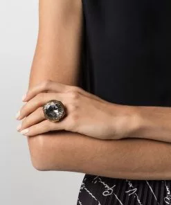 Versace Greca rhinestone-embellished ring