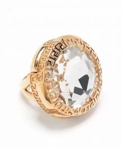 Versace Greca rhinestone-embellished ring
