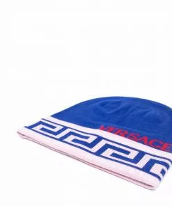 Versace Greca wool jacquard beanie