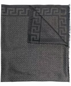 Versace Greca-pattern fringed-edge silk scarf