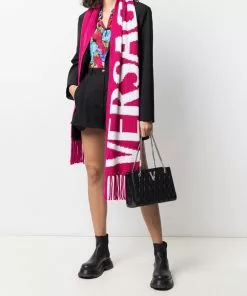 Versace logo intarsia-knit maxi scarf