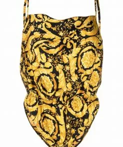Versace Barocco-print silk bodysuit