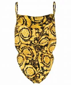 Versace Barocco-print silk bodysuit