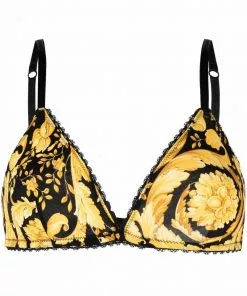 Versace baroque-print triangle bra