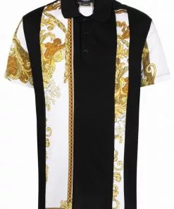 Versace contrast-panel polo shirt