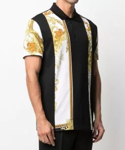 Versace contrast-panel polo shirt