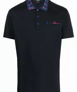 Versace Greca-embroidered polo shirt