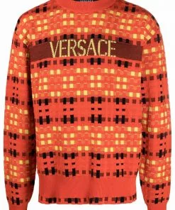Versace tartan-jacquard jumper