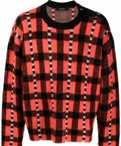 Versace tartan jacquard-knit crew neck jumper