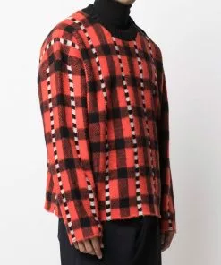 Versace tartan jacquard-knit crew neck jumper