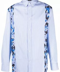 Versace baroque-panel striped shirt