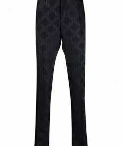 Versace rhombus-pattern pinstripe wool trousers