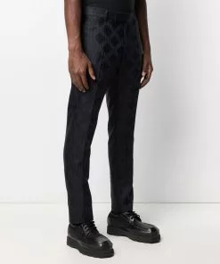 Versace rhombus-pattern pinstripe wool trousers