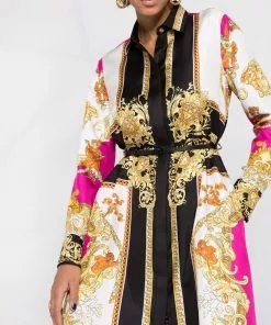 Versace Medusa Renaissance-print silk shirtdress