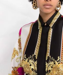 Versace Medusa Renaissance-print silk shirtdress