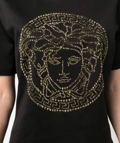 Versace Medusa Head crystal embellished T shirt 11 Versace Medusa Head crystal-embellished T-shirt