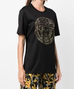 Versace Medusa Head crystal embellished T shirt 9 Versace Medusa Head crystal-embellished T-shirt