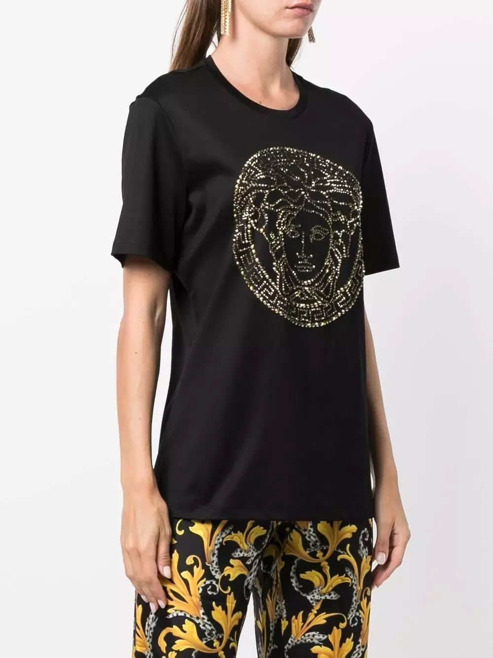 Versace Medusa Head crystal embellished T shirt 5 Versace Medusa Head crystal-embellished T-shirt