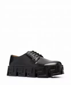 Versace Greca-pattern ridged-sole lace-up shoes
