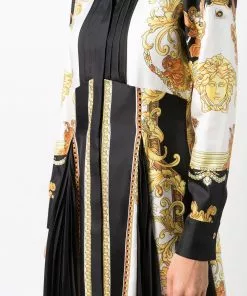 Versace baroque-pattern print long-sleeve dress