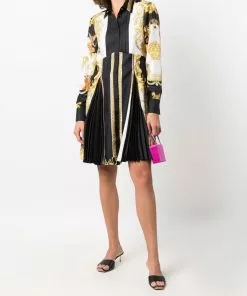 Versace baroque-pattern print long-sleeve dress
