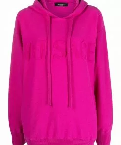 Versace flocked logo towel stitch hoodie