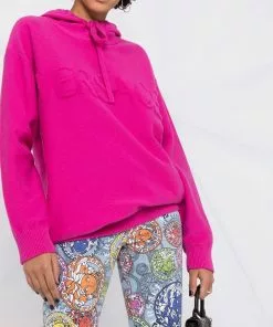 Versace flocked logo towel stitch hoodie