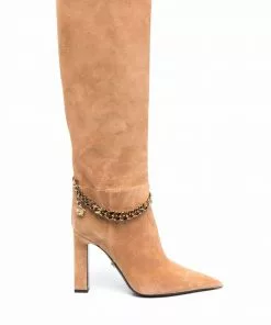 Versace Medusa chain suede boots
