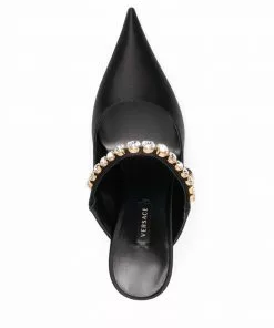 Versace crystal-embellished mule pumps