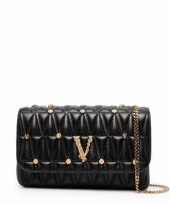 Versace Virtus studded quilted shoulder bag