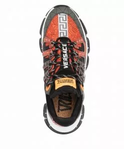 Versace Trigreca panelled lace-up sneakers