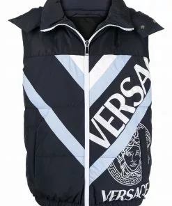 Versace logo-print padded gilet