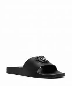 Versace La Medusa leather slides