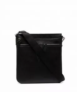 Versace embossed-logo leather messenger bag