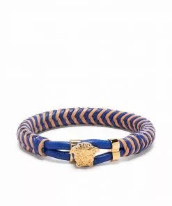 Versace Medusa woven-leather bracelet