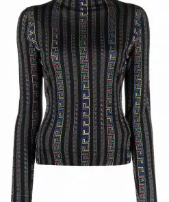 Versace Greca-detail long-sleeve top