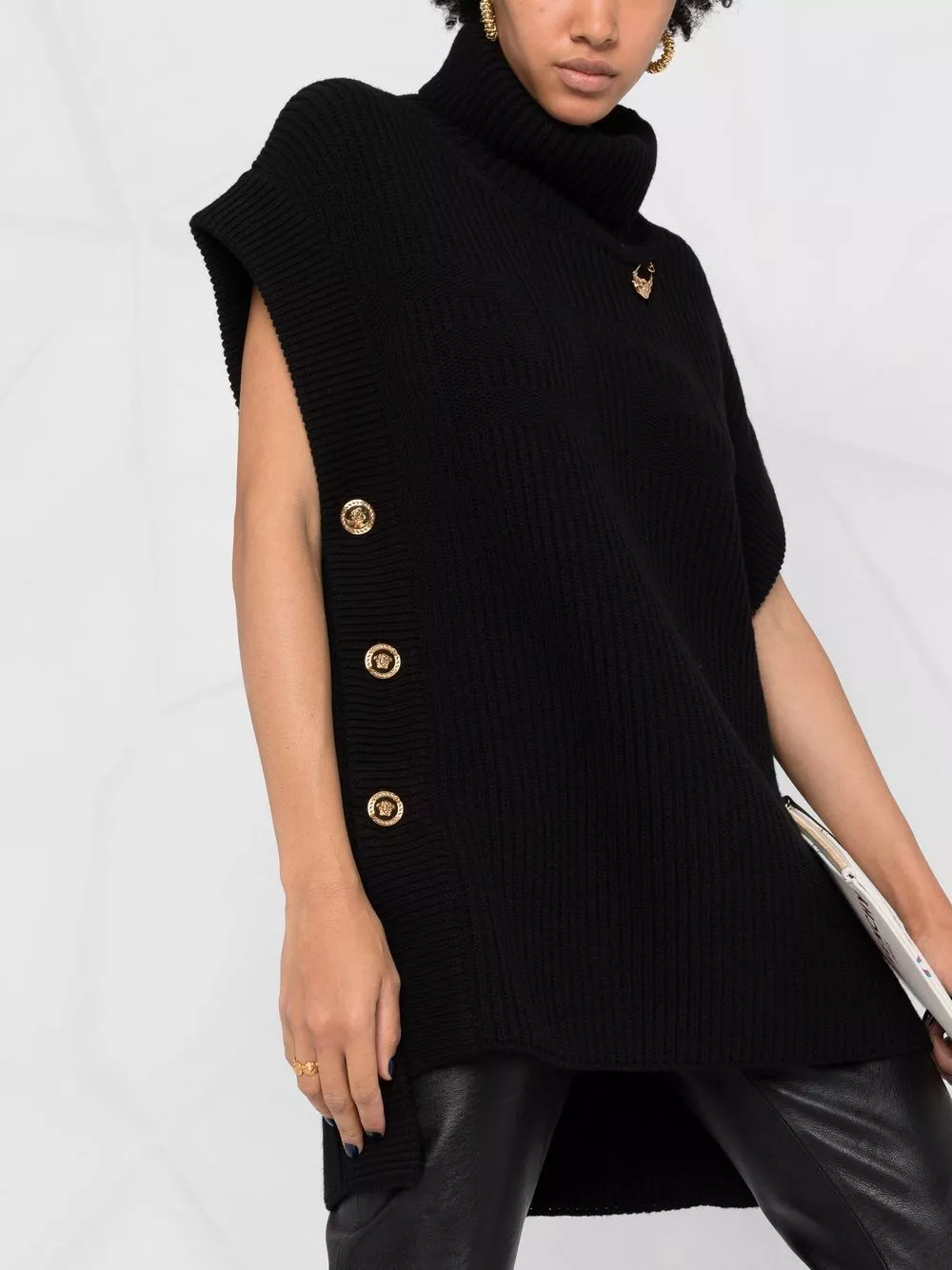 Versace Safety Pin ribbed knit cape 7 Versace Safety Pin ribbed knit cape