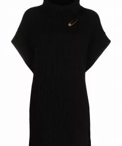 Versace Safety Pin ribbed knit cape